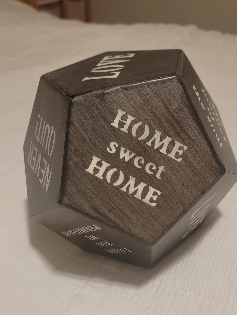 Home Sweet Home Decorative Metal Polyhedron - Gray